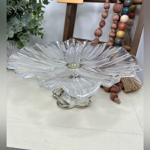 Vintage Mikasa Tulips Satin-Frosted Glass Footed Serving Tray